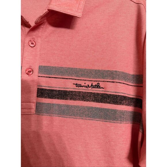 Travis Mathew Salmon Striped Golf Polo Shirt Size M - Picture 2 of 5